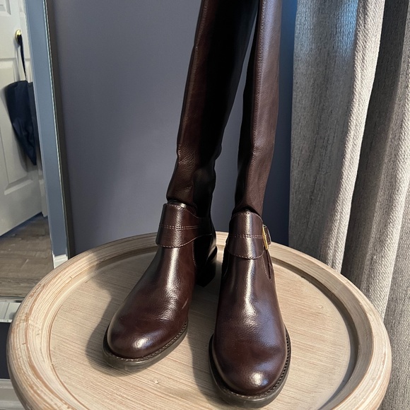 Franco Sarto Dark Brown Riding Boot with Bronze Colored Buckle - Picture 2 of 4